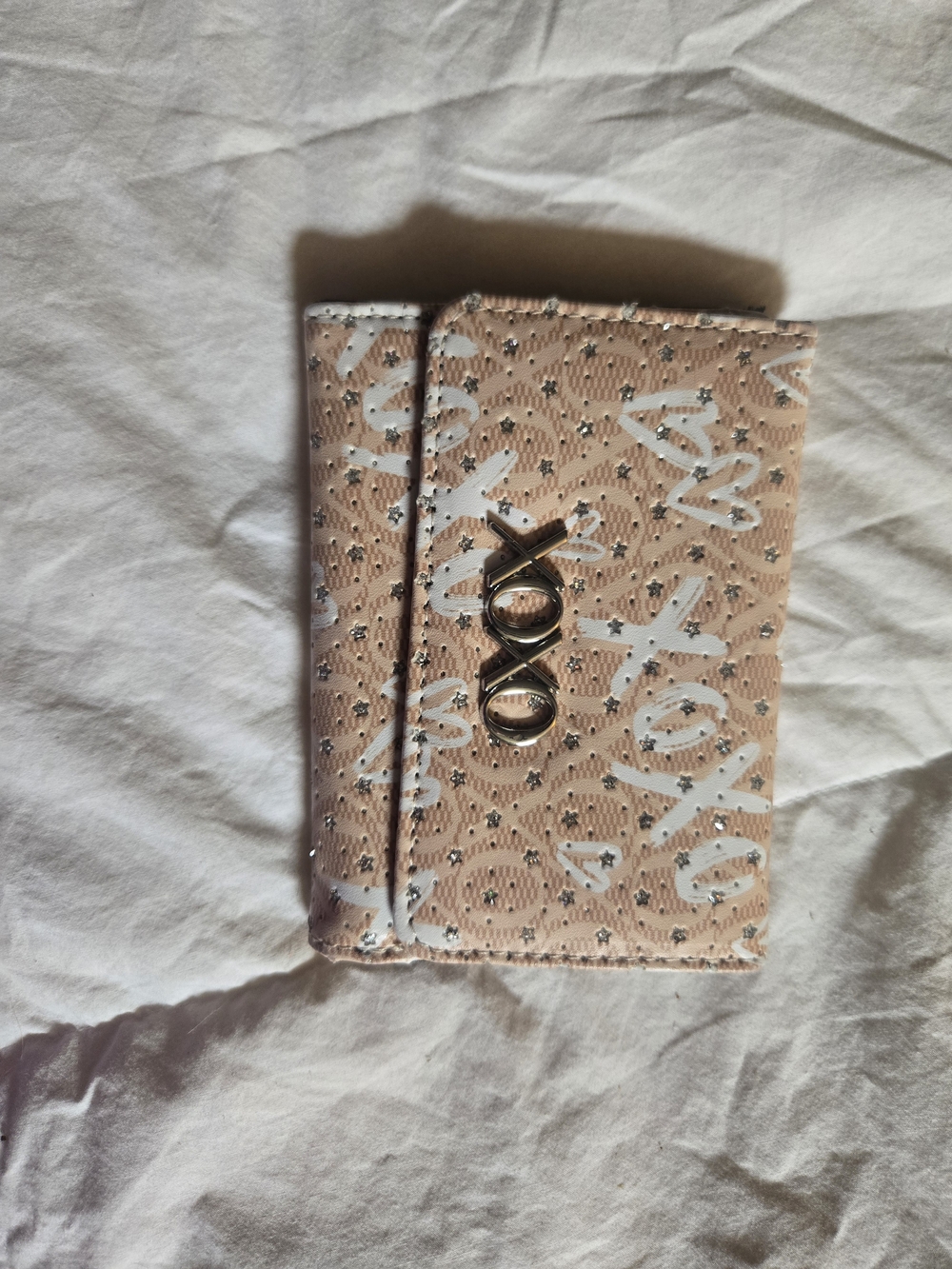 XOXO Blush Script Card Wallet with Gold Logo